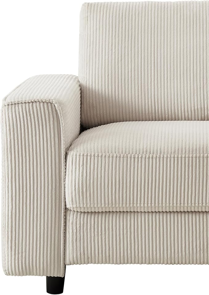 AC Pacific Derek Modern Corduroy Accent Chair for Living Room, Tufted Arm Chair with Plush Upholstery, High-Density Foam, Sleek Black Legs, Durable Wooden Frame, Chair, Beige