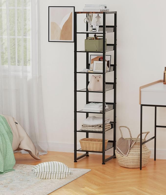 8 Tiers Vertical Shoe Rack, Corner Shoe Storage Organizer, Narrow Shoe Tower for 6 Pairs, Space Saving Sturdy Metal Shoe Shelf, Adjustable, Freestanding, for Entryway, Hallway, Living Room, Bedroom - Image 6