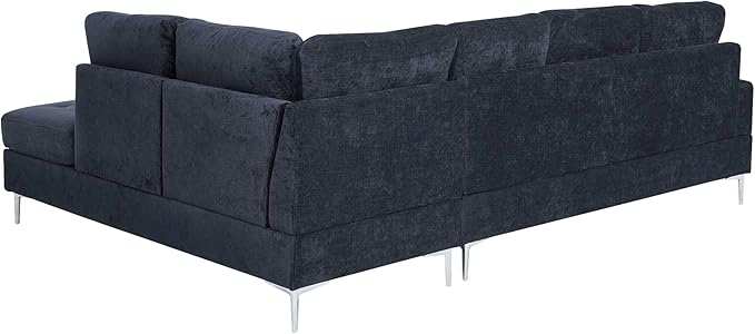 ERYE 102-Inch L-Shaped Corner Sectional Sofa Chenille Upholstered Tufted Corner Sofa Couch with Storage Ottoman and Nailhead Decor,Modern L-Shaped Convertible Couches