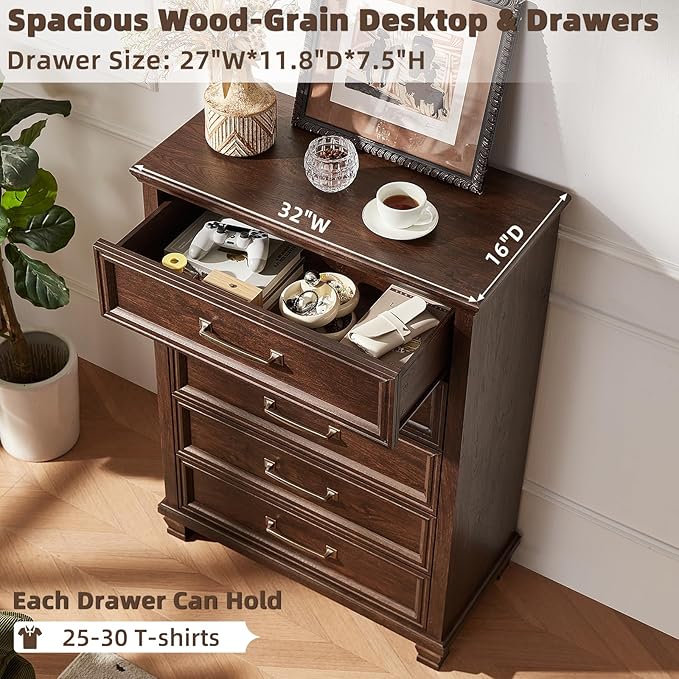 SAVOR LIFE Farmhouse Dresser and Nightstand Sets 3 Piece, 5/7 Drawer Dresser & 2 Drawer Nightstand Set, Rustic Wood Bedroom Furniture Set for Home, Bedroom, Hallway, Walnut