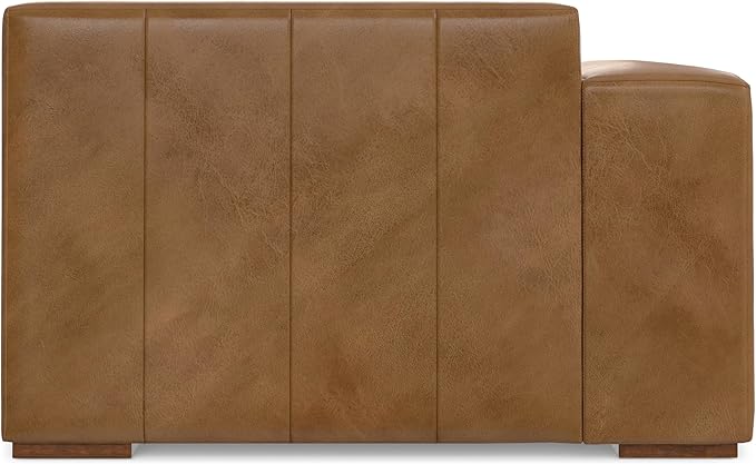SIMPLIHOME Rex Left Chaise Sofa Module in Full-Grain Genuine Leather, Caramel Brown, 44-inches W x 69.5-inches D, Handcrafted Modern-Style Left-Arm Chaise Lounge Chair for Living Room
