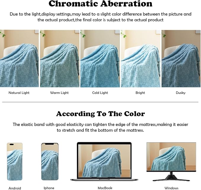 NEWCOSPLAY Super Soft King Blanket Blue Premium Silky Flannel Fleece 3D Checkered Lightweight Bed Blanket All Season Use (Blue Checkered, King(90"x110"))