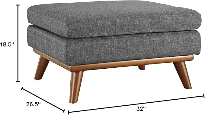 Modway Engage Mid-Century Modern Upholstered Fabric Ottoman in Gray