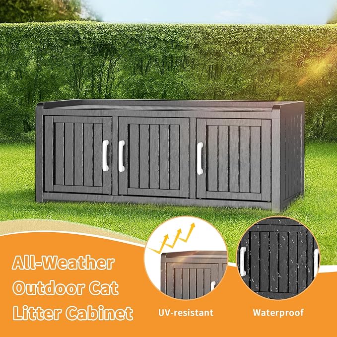 ROJIK Shoe Cabinet Waterproof UV-Resistant,Storage Bench Indoor Outdoor with Adjustable Shelves,for Entryway Bedroom,Hallway,Living Room(3 Door + Side Access,Black) - Image 6