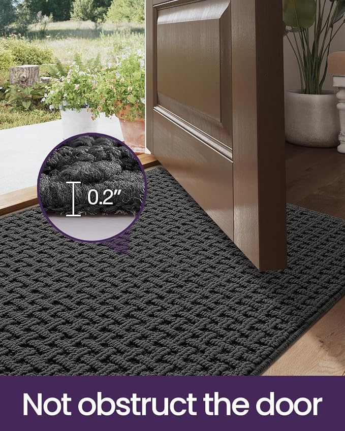 DEXI Front Entryway Door Mat Non Slip 48x72, Large Double Entry Way Mats Inside Entrance Low Profile, Welcome Doormat Dirt Trapper for Garage House Floor Home Porter Hall Backdoor Area, Dark Grey - Image 8