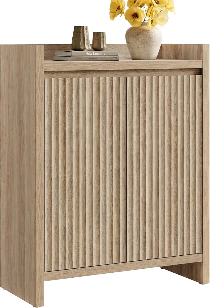 Sicotas Shoe Cabinet - Fluted Shoe Storage Cabinet with Thickened Panels for Entryway, 24-Pair Shoes Organizer with Doors & Adjustable Shelves, 6-Tier Shoe Rack Storage Cabinet for Hallway Living Room - Image 9