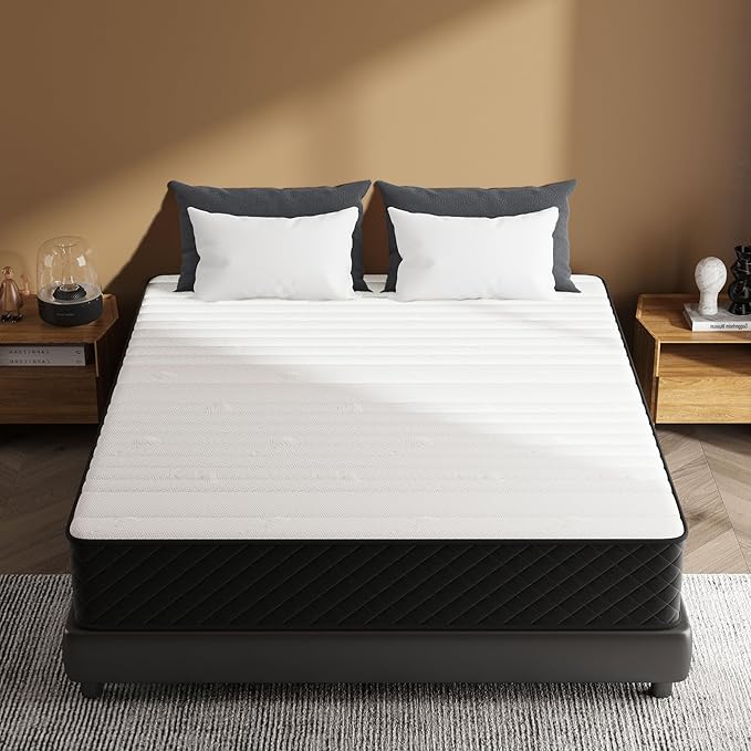 Traumliebe Queen Mattress, 14 Inch Hybrid Mattress with Pocket Springs and Memory Foam, Medium Firm Support, Motion Isolation, Breathable Comfort Layer, Mattress in a Box