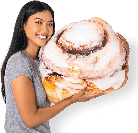 Much Comfort 22" 3D Gooey Cinnamon Bun Throw Pillow - Made with Super Soft & Ultra Premium Fabric - Cute, Comfortable, Plush, Stuffed, Round, Squishy Cushion for Home Decor - Best Funny Gift - Medium
