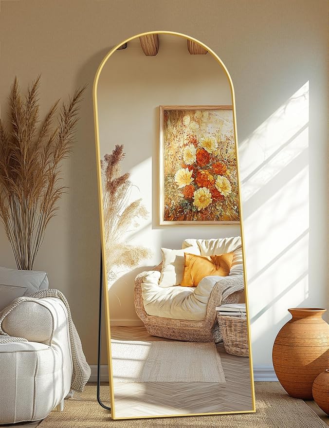 TRAHOME Full Length Arched Mirror, 70"x24" Standing Floor Full Body Mirror for Wall with Aluminum Alloy Frame for Bedroom, Living Room, Dressing Room(Gold) by TRAHOME