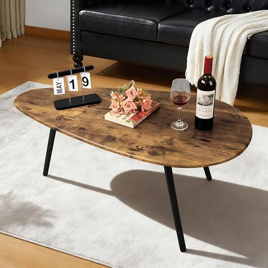 Modern Coffee Table for Living Room Small Mid Century Coffee Tables Rustic Oval Coffee Tables Retro Accent Sofa Center Tables for Living Room Easy Assembly 22" D x 43" W x 18" H