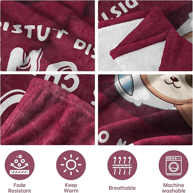 Funny Gifts for Mom Mothers Day, Mom is Charging Sloth Blanket, Birthday Gifts for Moms from Daguther Son, Moms Gift for Christmas, Soft Sloth Throws Blanket for Mother, Burgundy, 60" x 50"