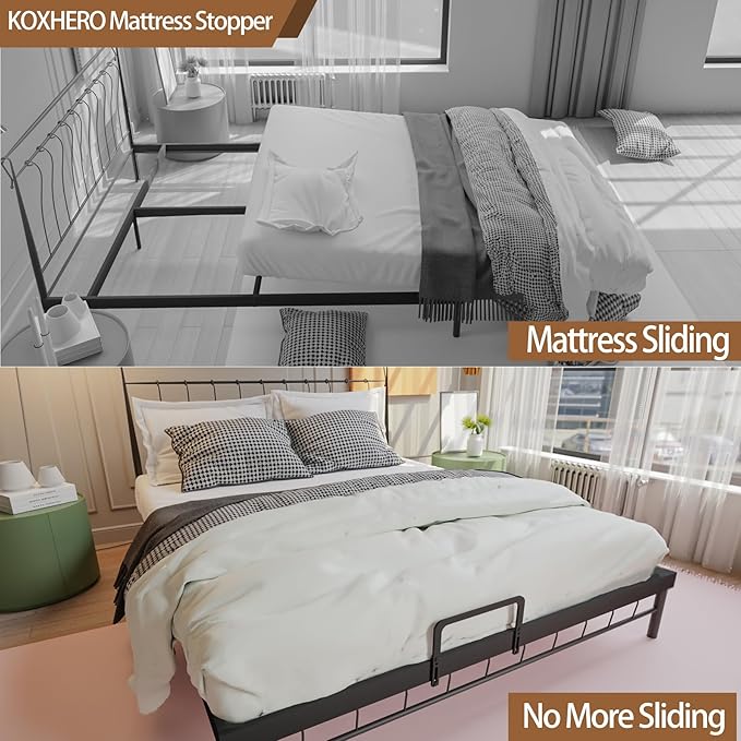 5-Piece Mattress Slide Stoppers for Metal Bed Frame (5.2in) - Adjustable Beds, RV, Keeping Mattress from Sliding