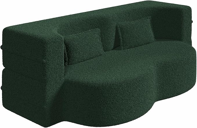 78" Oversized Convertible Folding Sofa Bed Full Size ,35D Full Foam Futon Loveseat Fold Out Couch Floor Mattress Teddy Fleece Lazy Lounge Sofabed for Living Room/Dorm/Guest Use/Home Office/Apartment
