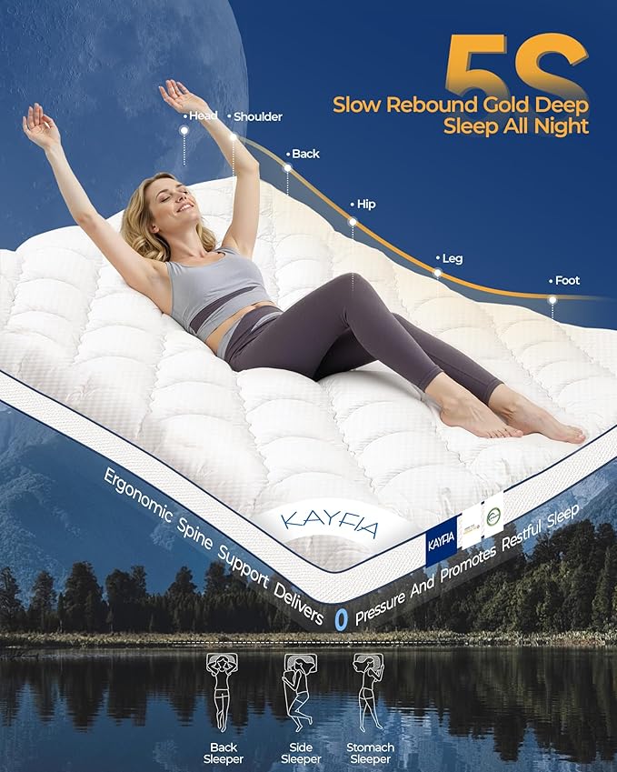 3 Inch Queen Mattress Topper, Extra Thick Memory Foam Mattress Pad for Back Pain, Pillow Top Mattress Topper Queen with Breathable Air Mesh Sides, Soft Fluffy Supportive Pressure-Relieving Bed Topper