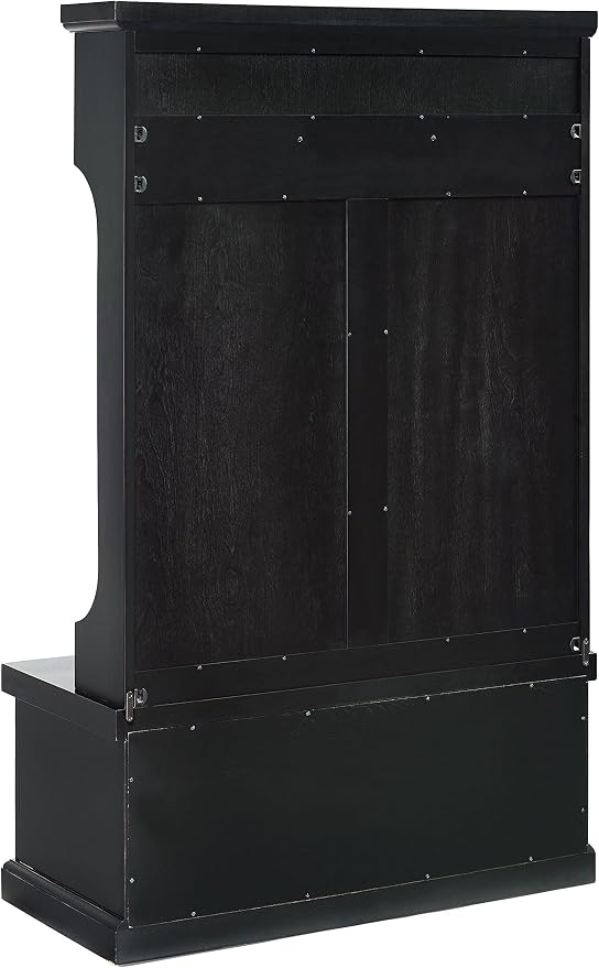 Crosley Furniture Seaside Hall Tree with Shoe Rack Bench and Hooks for Hanging Storage, Distressed Black - Image 9