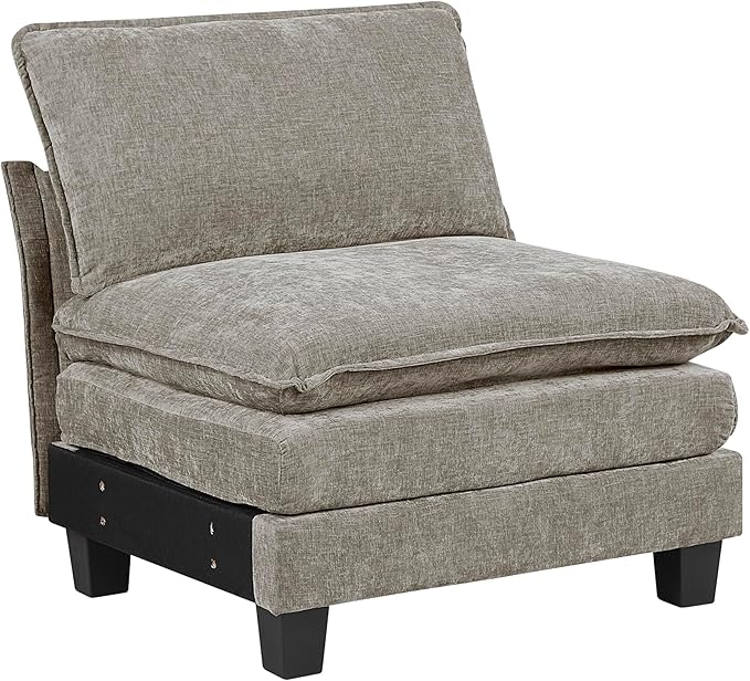 Lexicon Modular Sectional Sofa, Module for Sectional Couch, Armless Chair, Removable Cushion Cover, Soft Upholstery, Durable Frame, Customizable Comfort, Chenille Dark Pewter
