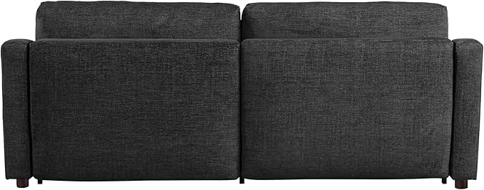 Serta Glendale 90.2" Queen Size Wall-Hugging Convertible Sofa, Dreamcoil Comfort, Chenille Fabric, Black
