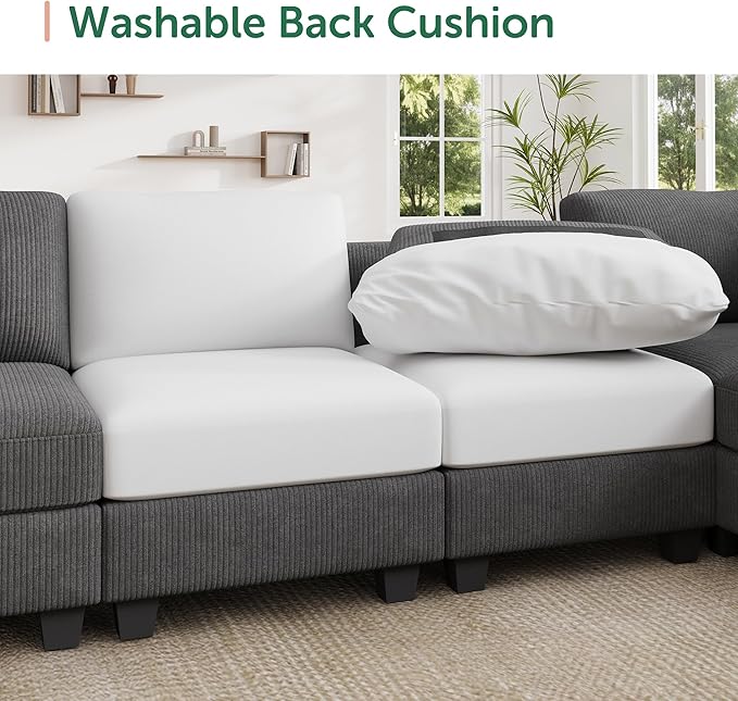 HONBAY Modular Sectional Sofa, Armless Chair for Sectional Couch, Grey