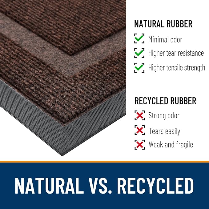 OLANLY Front Door Mat Indoor Outdoor Entrance, Waterproof All-Season, All-Weather Doormat, Sturdy Natural Rubber, Fade Resistant, Low Profile, Easy Clean Patio Porch Entryway Mat, 47x32, Dark Brown - Image 4