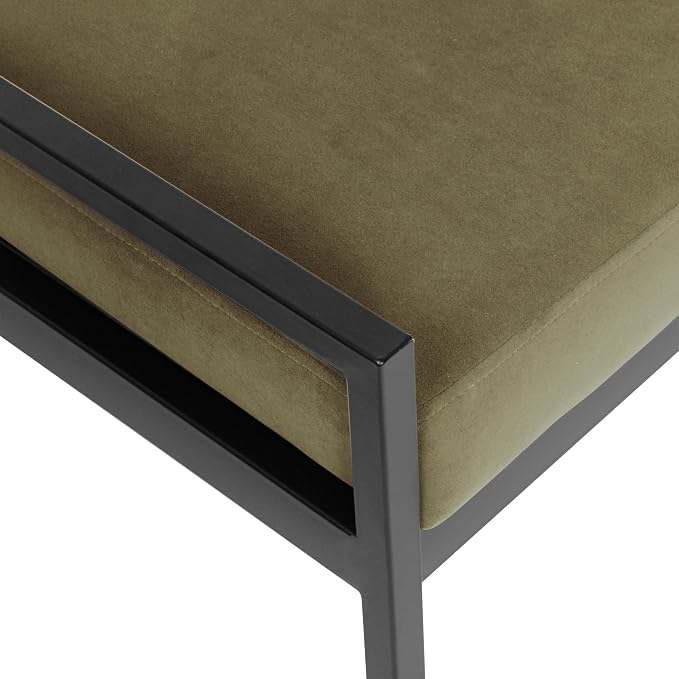 HomePop Modern Velvet Metal Bench| Modern Bench with Metal Leg | Bench for Living Room & Bedroom | Decorative Home Furniture - Light Sage Green Velvet - Image 7