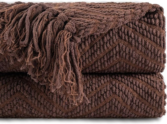 BATTILO HOME Dark Brown Throw Blanket for Couch, Super Soft Cozy Warm Chocolate Throw for Twin Bed, Living Room Chair Bed Sofa Home Decor, 60" x 80"