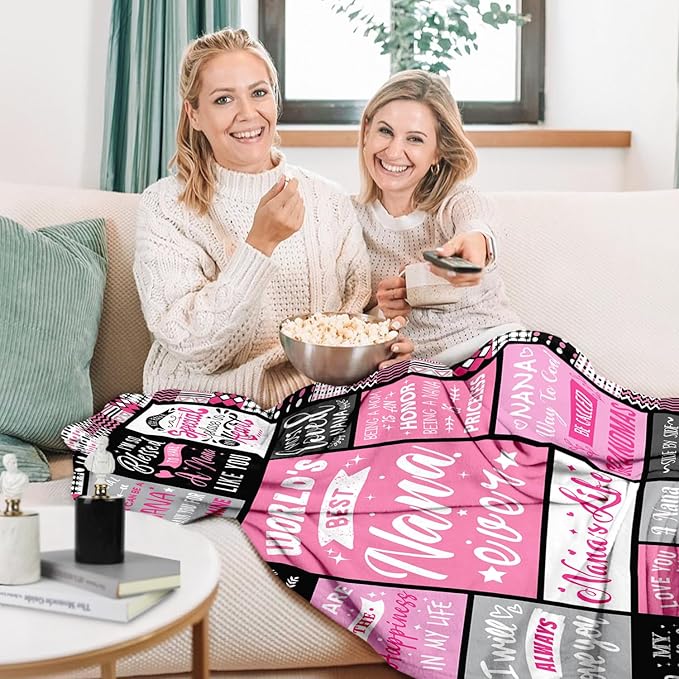 Mothers Day Birthday Gifts for Nana from Granddaughter - World's Best Nana Ever Gifts on Christmas Birthday from Grandkids - Gift for Grandma from Grandchildren - Nanas Life Blanket 50"x60"