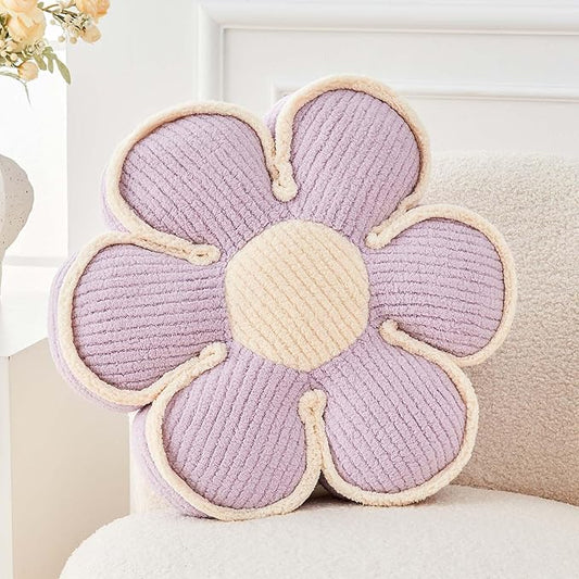 Kcvvcr Flower Pillow, Soft Flower Decorative Throw Pillow, Cute Daisy Flower Shaped Seating Floor Cushion Room D??cor Plush Pillows for Sofa Couch Bed (13.7 Inch, Lavender)