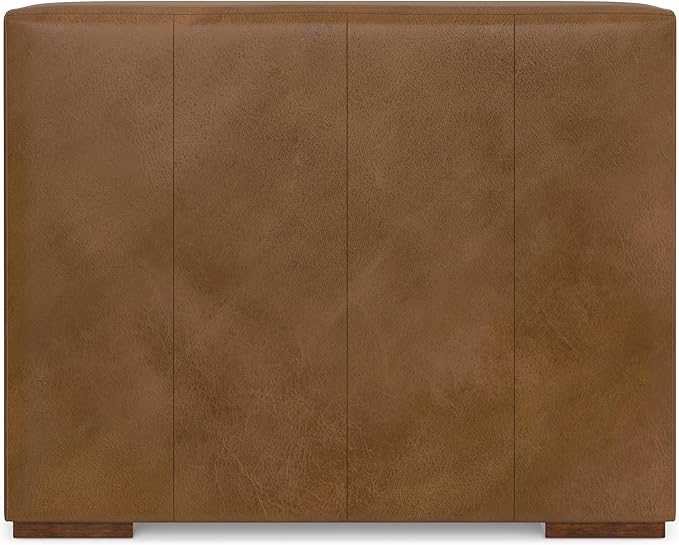 SIMPLIHOME Rex Center Sofa Module in Full-Grain Genuine Leather, Caramel Brown, 34-inches Wide, Handcrafted Modern-Style Armless Sofa or Armless Chair for Living Room and Family Room
