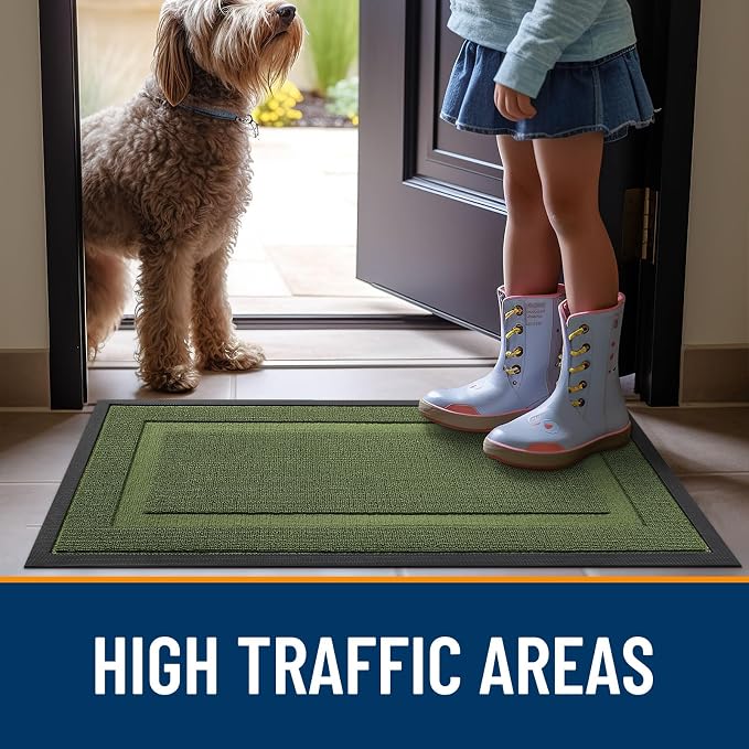 OLANLY Front Door Mat Indoor Outdoor Entrance, Waterproof All-Season, All-Weather Doormat, Sturdy Natural Rubber, Low Profile, Easy Clean Patio Porch Entryway Mat, 47x32, Classic Green - Image 7