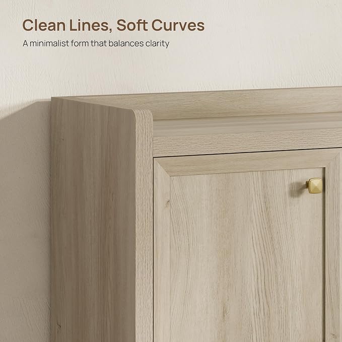 SICOTAS Shoe Cabinet Storage for Entryway - 48-Pair Shoe Cabinets with Doors and Adjustable Shelves, Farmhouse Large 7-Tier Shoes Storage Cabinet for Mudroom Closet Hallway, Grey White Oak, 2PCS - Image 6