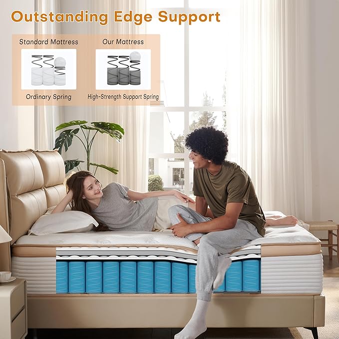 Queen Mattress,12 Inch Hybrid Mattress in a Box: Memory Foam & Pocket Springs for Pressure Relief, Medium Firm,Motion Isolation, CertiPUR-US Certified,365 Night Trial，Fiberglass Free, 80"*60"*12"