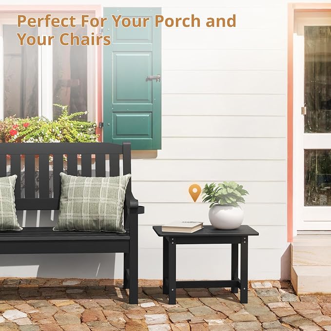 LUE BONA Outdoor Side Table, HDPS Large Size Outdoor Table, Adirondack Side Table, Outside End Table for Patio, Porch, Beach, Garden, Weather Resistant/Easy Maintenance/Indoor or Outdoor Use, Black - Image 5