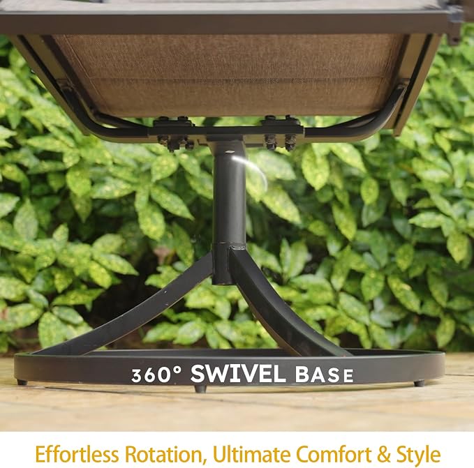 DWVO 10 Set Outdoor Swivel Chairs Padded, Premium Patio Swivel Chairs with Cushioned High Back & Heavy Duty Frame, All Weather Outdoor Swivel Chairs Set of 10 for Porch Lawn Patio, Gray - Image 9