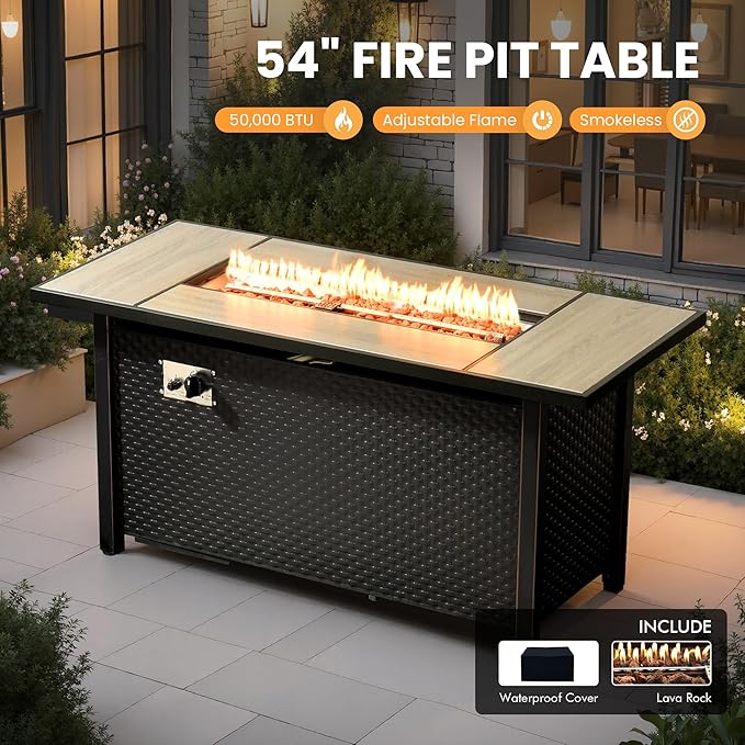 Outdoor Sectional Patio Furniture Set with Fire Pit Table and Swivel Rocking Chairs,11 Pieces Wicker Conversation Sets L Shaped Couch Out Door Sofa Outside Furniture for Garden Deck Yard,Grey