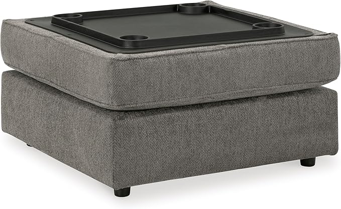 Signature Design by Ashley O'Phannon Casual Upholstered Ottoman with Storage and Removable Top, Gray