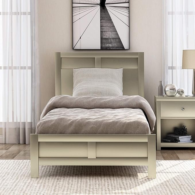 SOFTSEA 3-Piece Bedroom Sets Featuring Twin Size Platform Bed, Matching Nightstands and Dresser, Solid Wood Bedroom Furniture Set (Twin)