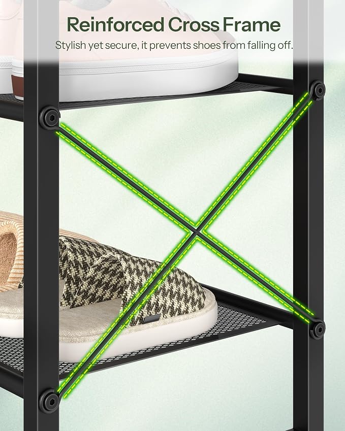 CHOEZON Shoe Rack, 3-Tier Shoe Rack for Closet, Metal Shoe Storage Organizer, Shoe Rack for Entryway, Shoe Shelf with Adjustable Feets, for Entryway, Hallway, Living Room, Bedroom, Black TXJ13BB - Image 6