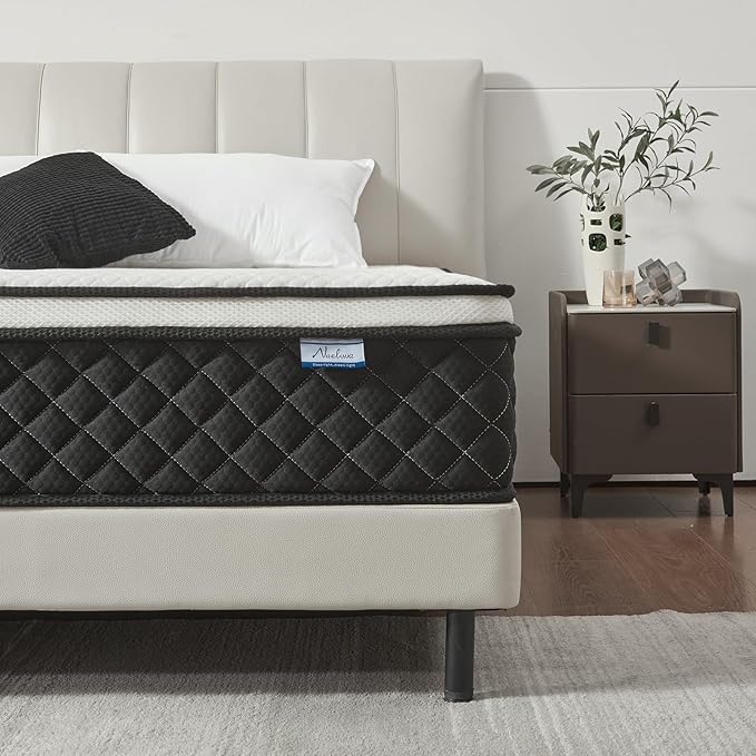 Queen Mattress, 12 Inch Queen Size Mattress in a Box, Memory Foam Mattress with Pocket Springs, Medium Firm, Lumbar Support & Motion Isolation, Pressure Relief & Breathable Comfort