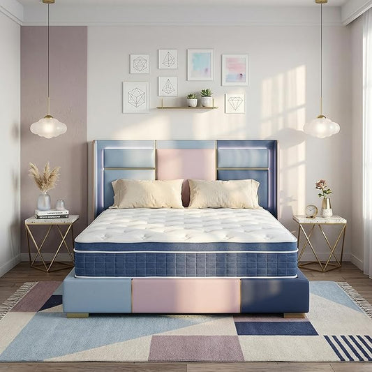 Queen Size Mattress - 12 Inch Queen Mattress- Hybrid Memory Foam Mattress,Pressure Relief, Cooling Breathable Cover, CertiPUR-US Certified, Bed-in-a-Box