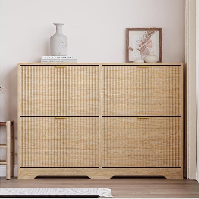 BORNOON Large Shoe Cabinet for Entryway, Shoe Rack Cabinet with 4 Flip Drawer and Adjustable Shelves for Small Apartment, Foyer - Image 6
