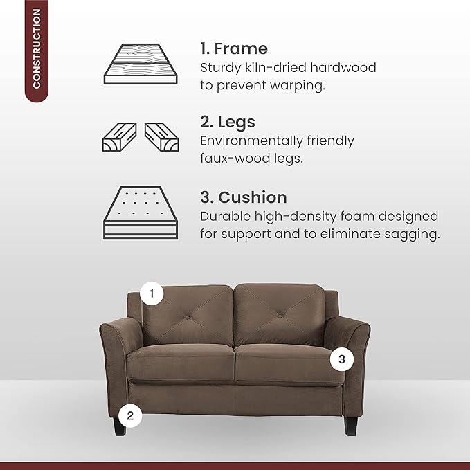 Lifestyle Solutions Grayson Loveseat, Brown