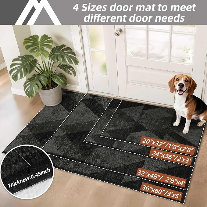COSY HOMEER Entryway Rugs Doormat 20"x32", Non-Slip Absorbent Polyester, Washable Rugs for Front Door, Dirty Paws & High Traffic Areas, Dark Gray - Image 5