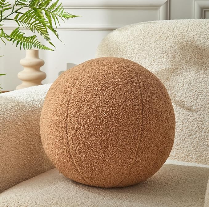 Khaki Ball Pillow 11.8 Inches Round Throw Pillow Simple Modern Ball Shaped Throw Pillow，Nordic Style Cushion Decorative Pillow for Couch,Sofa,Bedroom
