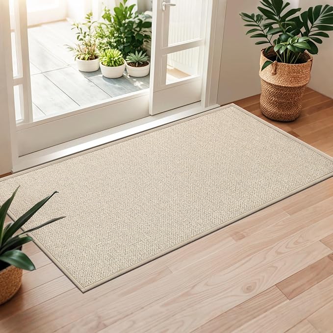 LEKEEPGO Door Mat 24"x47", Non Slip Door Mat Indoor Entrance, Rubber Backing Front Indoor Door mats Washable Absorbent Low-Profile Doomat Entryway Entry Resist Dirt Inside Door Mats, Khaki - Image 8