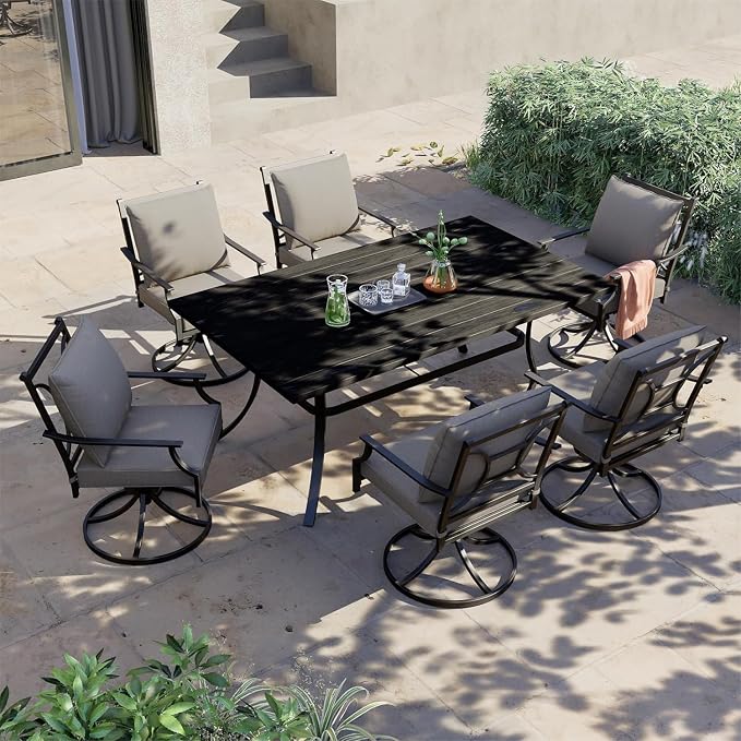 Grand patio Dining Chairs Set of 4，Outdoor Swivel Patio Dining Chairs Set of 4，Swivel Rocker Dining Chairs，Outdoor Dining Chairs with Grey Cushions, Patio Chairs for Outside, Garden Lawn Porch - Image 8