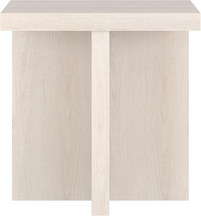 Henn&Hart 22" Scandinavian Square End Table, Side Table, Nightstand with X-Base for Living Room, Office, Family Room, or Bedroom, Alder White