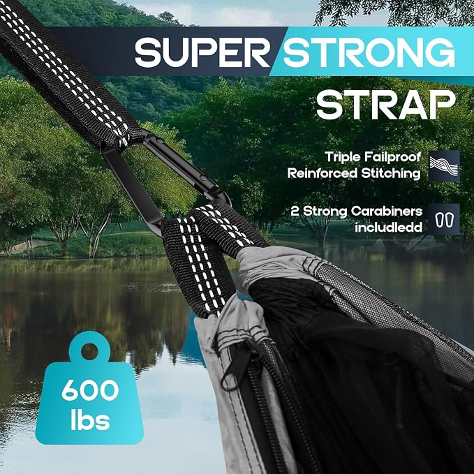 Camping Hammock Mosquito Net,Double & Single Portable Hammocks Hammocks with 2 Tree Straps,Hammock Tent for Travel Camping,Camping Accessories for Indoor Outdoor Hiking Backpacking Backyard Beach - Image 5