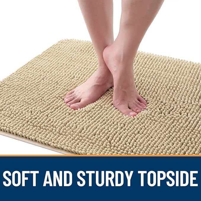 OLANLY Dog Door Mat for Muddy Paws 59x32, Absorbs Moisture and Dirt, Absorbent Non-Slip Washable Doormat, Quick Dry Chenille Mud Mat for Dogs, Entry Indoor Entryway Carpet for Inside Floor, Beige - Image 4