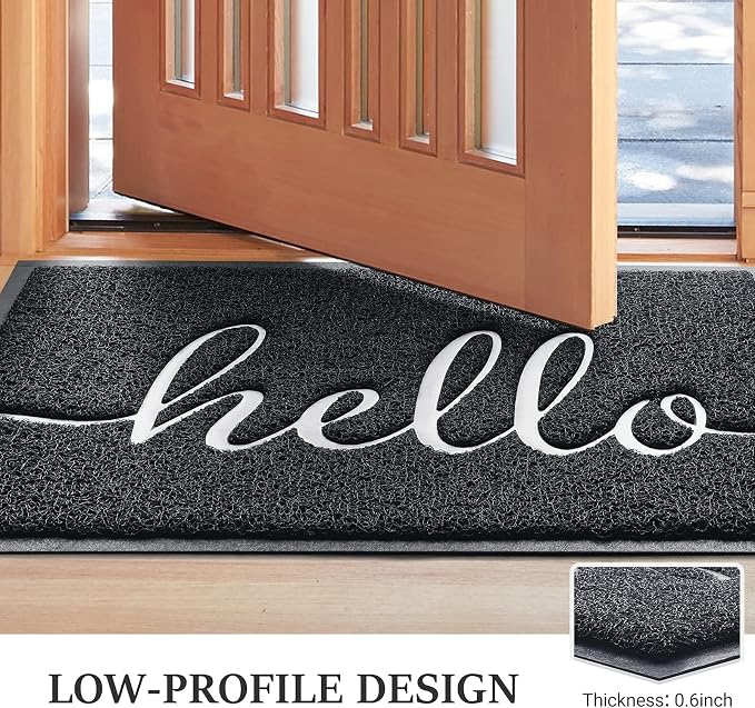 BeneathYourFeet Door Mat (36"x24",Black) Welcome Mat Low Profile Front Doormat Indoor Outdoor Door Non Slip Rugs for Entryway, Patio, High Traffic Areas - Image 4