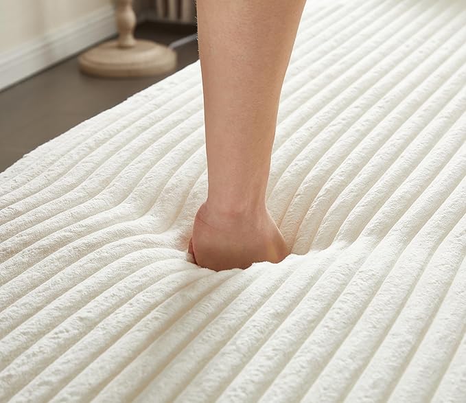 KEIKI Corduroy Floor Sofa Convertible Couch, 15" Full Size Foam Folding Mattress Sleeping Sofa, Lounge Floor Couch Hidabed Sleeper Bed with 2 Pillows, Beige